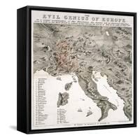 The Evil Genius of Europe, A Comic Map, 1859-W. Coney-Framed Stretched Canvas