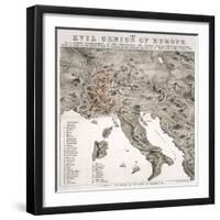 The Evil Genius of Europe, A Comic Map, 1859-W. Coney-Framed Giclee Print