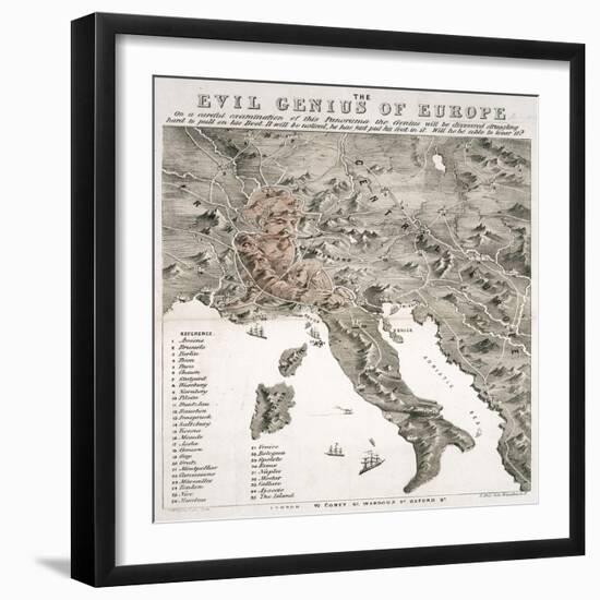 The Evil Genius of Europe, A Comic Map, 1859-W. Coney-Framed Giclee Print