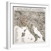 The Evil Genius of Europe, A Comic Map, 1859-W. Coney-Framed Giclee Print