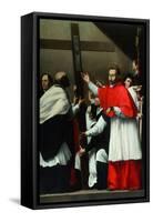 The Exaltation of the Holy Nail with Saint Charles Borromeo-Carlo Saraceni-Framed Stretched Canvas
