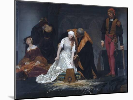 The Execution of Lady Jane Grey in the Tower of London in the Year 1554-Paul Delaroche-Mounted Giclee Print