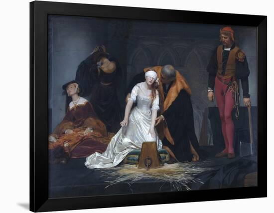 The Execution of Lady Jane Grey in the Tower of London in the Year 1554-Paul Delaroche-Framed Premium Giclee Print