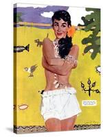 The Exile of Paradise Island  - Saturday Evening Post "Leading Ladies", September 4, 1954 pg.29-Joe de Mers-Stretched Canvas