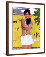 The Exile of Paradise Island  - Saturday Evening Post "Leading Ladies", September 4, 1954 pg.29-Joe de Mers-Framed Giclee Print