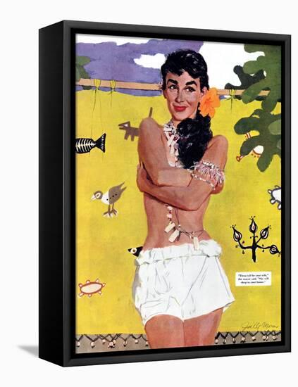 The Exile of Paradise Island  - Saturday Evening Post "Leading Ladies", September 4, 1954 pg.29-Joe de Mers-Framed Stretched Canvas