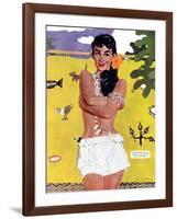 The Exile of Paradise Island  - Saturday Evening Post "Leading Ladies", September 4, 1954 pg.29-Joe de Mers-Framed Giclee Print