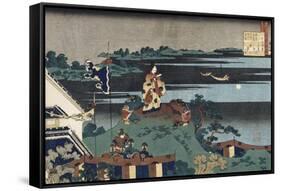 The Exiled Poet Nakamaro'-Katsushika Hokusai-Framed Stretched Canvas