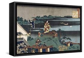 The Exiled Poet Nakamaro'-Katsushika Hokusai-Framed Stretched Canvas