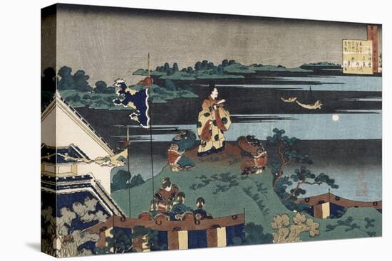 The Exiled Poet Nakamaro'-Katsushika Hokusai-Stretched Canvas