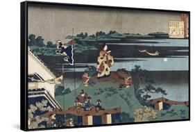 The Exiled Poet Nakamaro'-Katsushika Hokusai-Framed Stretched Canvas
