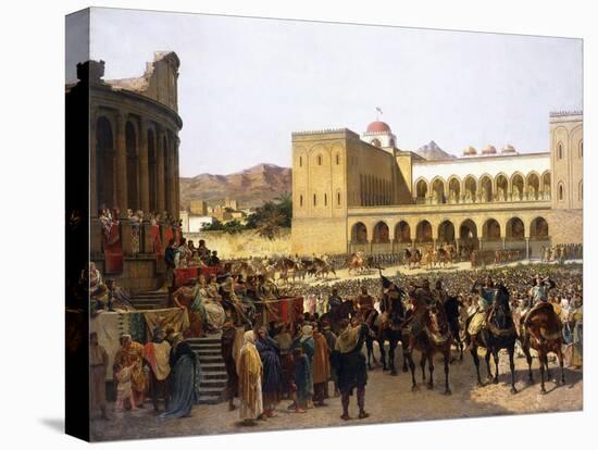 The Exit of Ruggero I, King of Sicily, from the Palazzo Reale-Giuseppe Sciuti-Stretched Canvas