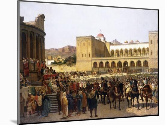 The Exit of Ruggero I, King of Sicily, from the Palazzo Reale-Giuseppe Sciuti-Mounted Giclee Print