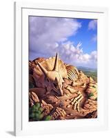 The Exposed Bones of a Triceratops on a Western Landscape-null-Framed Art Print