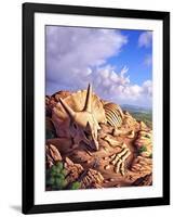 The Exposed Bones of a Triceratops on a Western Landscape-null-Framed Art Print