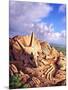 The Exposed Bones of a Triceratops on a Western Landscape-null-Mounted Art Print