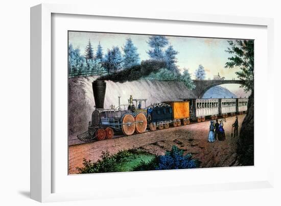 The Express Train, c1849-Currier & Ives-Framed Giclee Print