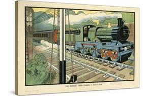 The Express Train Passing a Signal-Box-Charles Robinson-Stretched Canvas