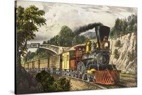 The Express Train-Currier & Ives-Stretched Canvas