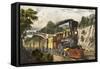 The Express Train-Currier & Ives-Framed Stretched Canvas