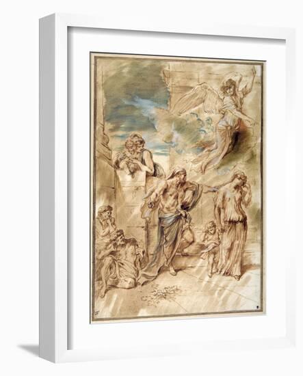 The Expulsion of Hagar-Giovanni Benedetto Castiglione-Framed Giclee Print