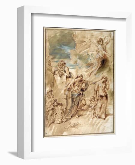 The Expulsion of Hagar-Giovanni Benedetto Castiglione-Framed Giclee Print