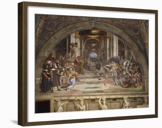 The Expulsion of Heliodorus from the Temple, Stanza Di Eliodoro, 1511-12-Raphael-Framed Giclee Print