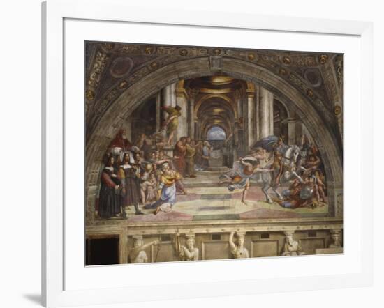 The Expulsion of Heliodorus from the Temple, Stanza Di Eliodoro, 1511-12-Raphael-Framed Giclee Print