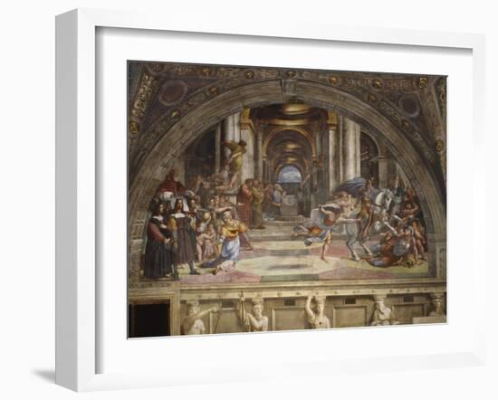 The Expulsion of Heliodorus from the Temple, Stanza Di Eliodoro, 1511-12-Raphael-Framed Giclee Print