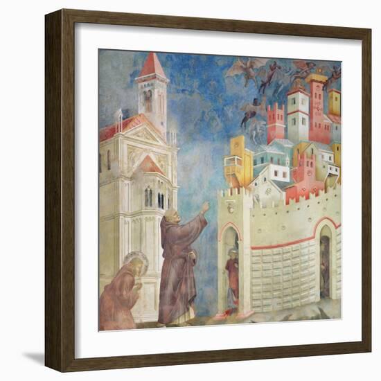 The Expulsion of the Devils from Arezzo, 1297-99-Giotto di Bondone-Framed Giclee Print