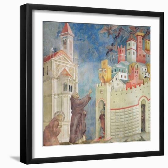 The Expulsion of the Devils from Arezzo, 1297-99-Giotto di Bondone-Framed Giclee Print