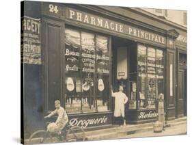 The Exterior of a Chemist's Shop Most Probably in Paris-null-Stretched Canvas