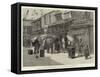 The Exterior of a Japanese Theatre-Charles Edwin Fripp-Framed Stretched Canvas