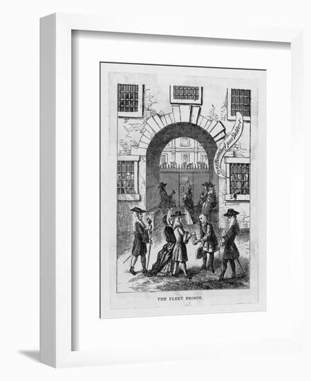 The Exterior of Fleet Prison with Debtor's Grate-null-Framed Art Print