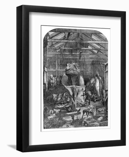 The 'Extinct Animals' Model Room at Crystal Palace, Sydenham, 1853-null-Framed Giclee Print
