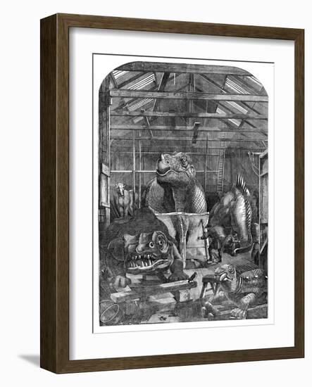 The 'Extinct Animals' Model Room at Crystal Palace, Sydenham, 1853-null-Framed Giclee Print