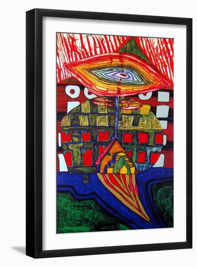 The Eye and the Beard of God-Friedensreich Hundertwasser-Framed Art Print