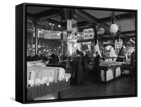 The Fabric Department of Le Bon Marche Stores, Paris, c.1900-French Photographer-Framed Stretched Canvas