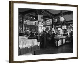 The Fabric Department of Le Bon Marche Stores, Paris, c.1900-French Photographer-Framed Photographic Print