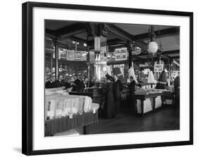 The Fabric Department of Le Bon Marche Stores, Paris, c.1900-French Photographer-Framed Photographic Print