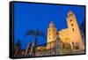 The Facade of the Norman Cathedral of Cefalu Illuminated at Night, Sicily, Italy, Europe-Martin Child-Framed Stretched Canvas