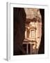 The Facade of the Treasury (Al Khazneh) Carved into the Red Rock, Seen from the Siq, Petra, UNESCO -Martin Child-Framed Photographic Print