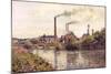 The Factory at Pontoise, 1873-Camille Pissarro-Mounted Giclee Print