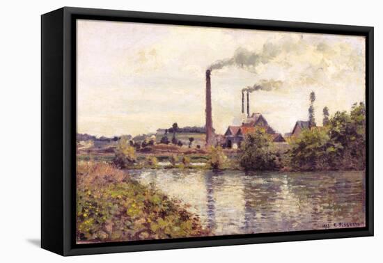 The Factory at Pontoise, 1873-Camille Pissarro-Framed Stretched Canvas