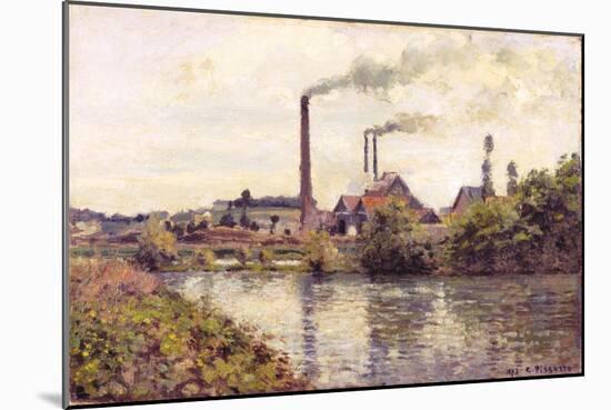 The Factory at Pontoise, 1873-Camille Pissarro-Mounted Giclee Print