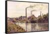 The Factory at Pontoise, 1873-Camille Pissarro-Framed Stretched Canvas