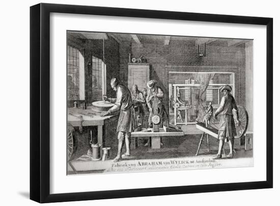 The Factory of Abraham Van Wylick Showing the Silk Industry in Amsterdam in the 17th Century-null-Framed Giclee Print