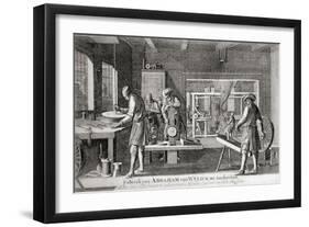 The Factory of Abraham Van Wylick Showing the Silk Industry in Amsterdam in the 17th Century-null-Framed Giclee Print