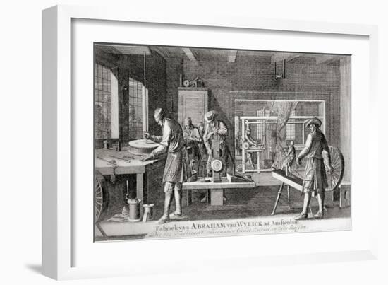 The Factory of Abraham Van Wylick Showing the Silk Industry in Amsterdam in the 17th Century-null-Framed Giclee Print