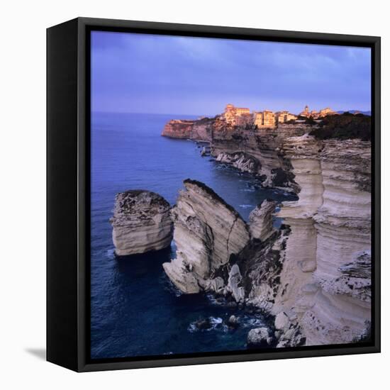 The Falaise and Haute Ville at Dawn, Bonifacio, South Corsica, Corsica, France, Mediterranean, Euro-Stuart Black-Framed Stretched Canvas